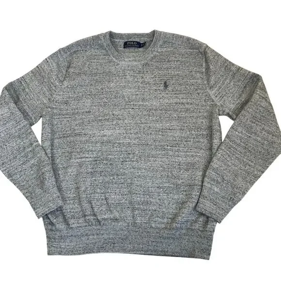 Polo Ralph Lauren Mens Sz S Heathered Grey Fine Knit Crewneck Sweater Classic - Picture 6 of 16